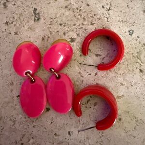 Retro Pink and Red plastic earrings